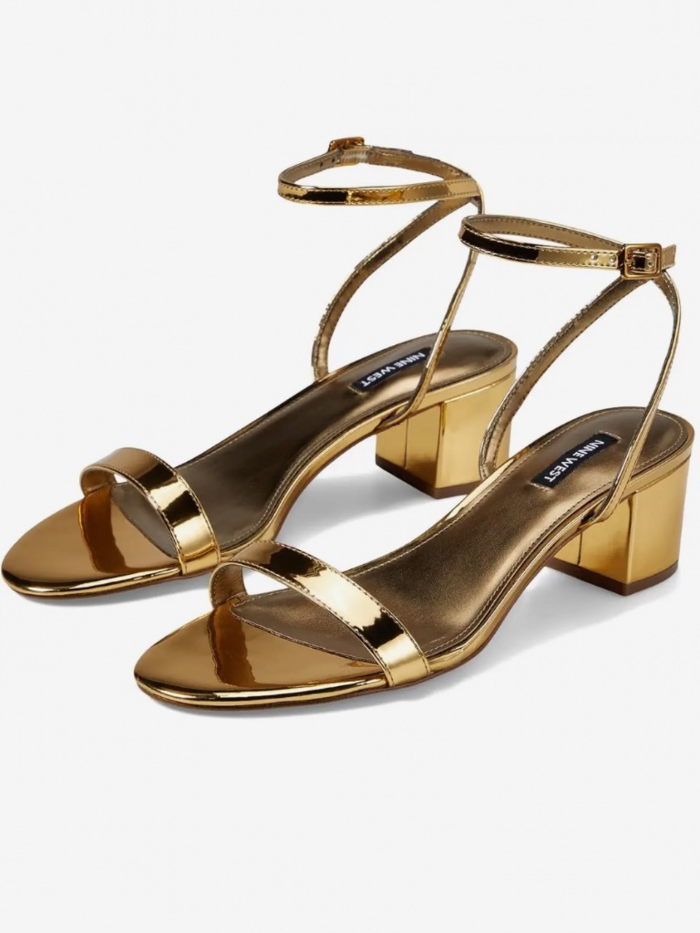 Nine West gold block strap heel size 8